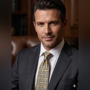 Stefano Ricci Luxury Silk Tie Blue Gold Geometric Made in Italy 3.75" Width